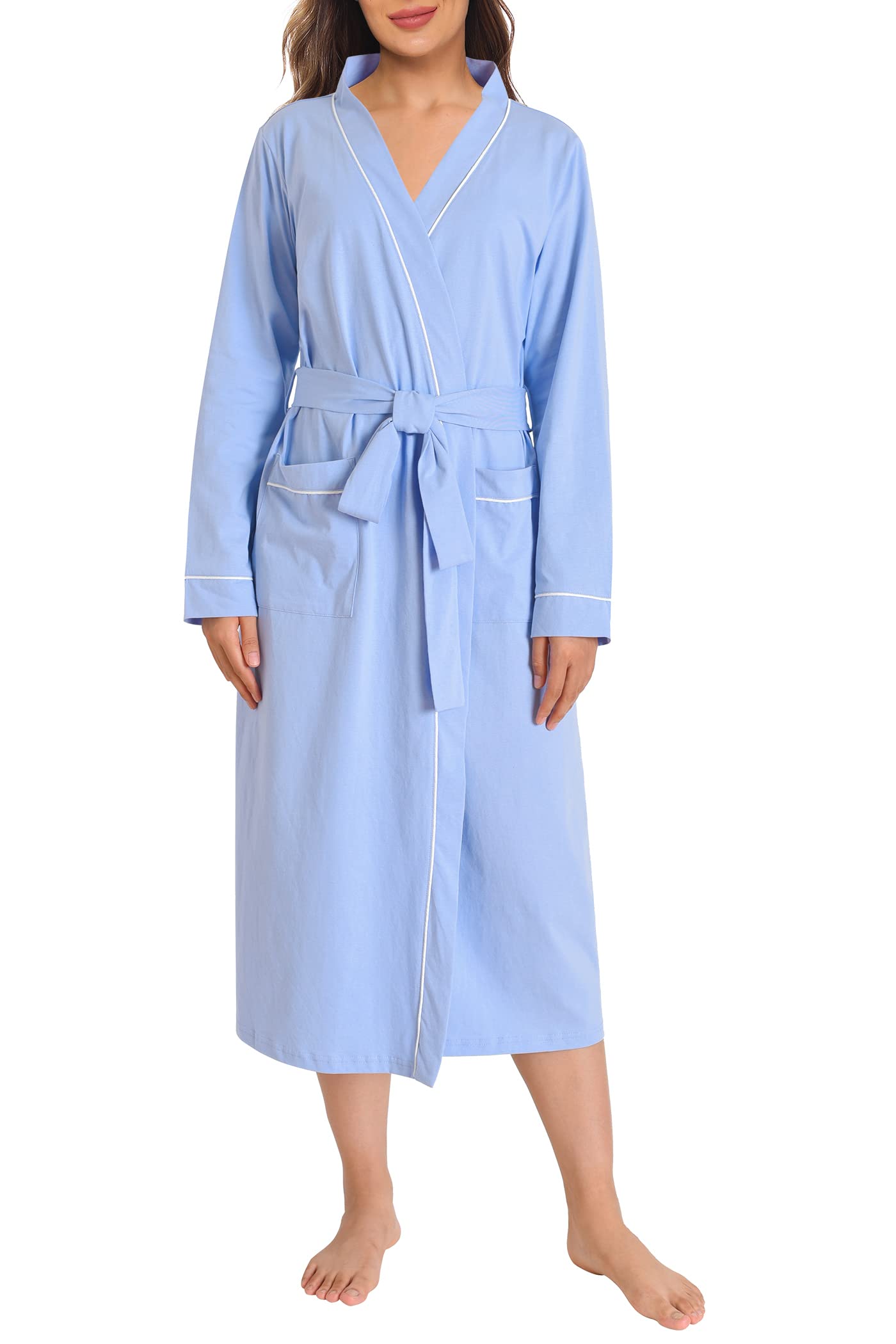 Women's Cotton Kimono Robe Long Bathrobe - Latuza