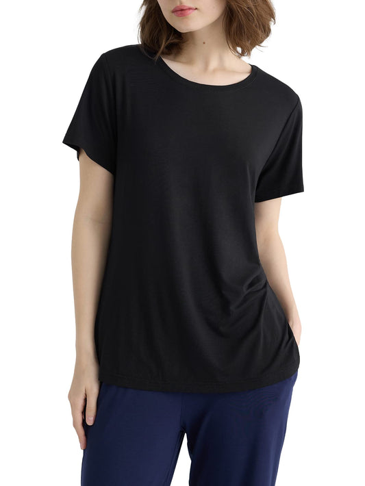 Women's Bamboo Viscose Pajama Top Crew Neck Sleep T-Shirt - Latuza