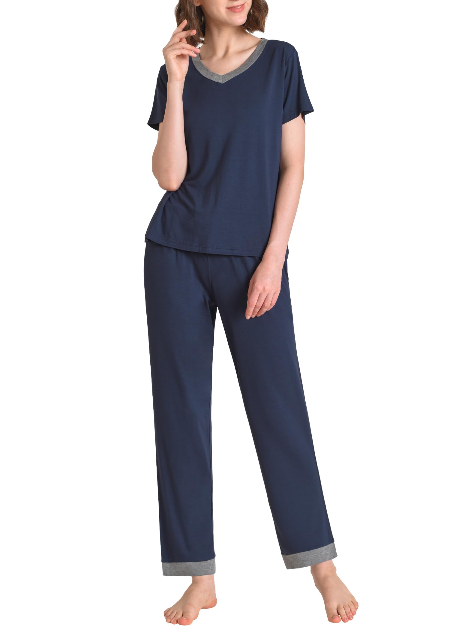 Women's Petite Pajamas Set Soft Viscose Loungewear - Latuza