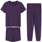 Women's 3 Pieces Bamboo Viscose Short Pajamas Set with Jogger Pants - Latuza