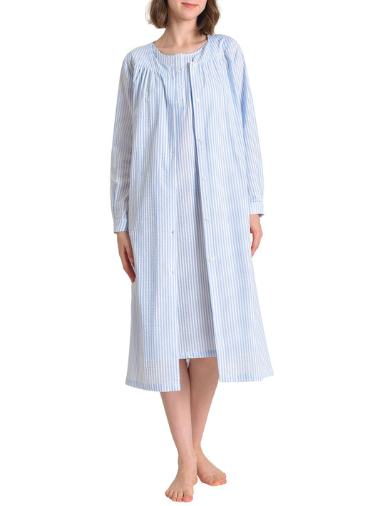 Women's Long Nightgown and Robe Set Soft Cotton- Latuza