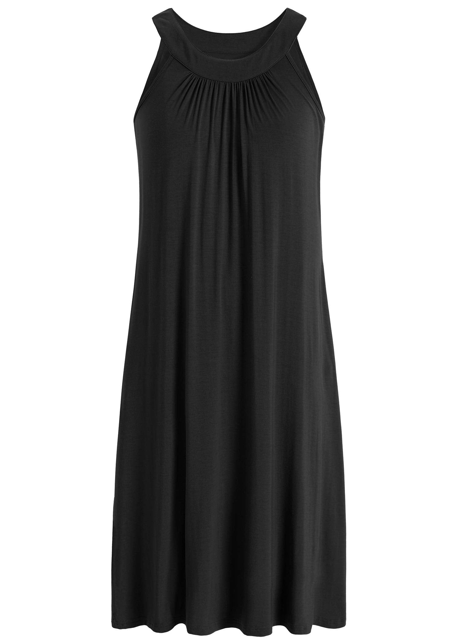 GYS Women's Bamboo Viscose Nightgown – Sleeveless, Scoop Neck, Soft & Breathable, Grey Stripe
