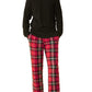 Men's Long Sleeves Top Fleece Plaid Pants Pajama Set - Latuza