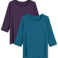 Women's Viscose Pajama Tops Crewneck 3/4 Sleeves Sleep Tee - Latuza