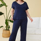 Women's Bamboo Sleepwear Short Sleeves Top with Pants Pajama Set
