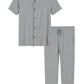 Men's Viscose Pajama Pants Set Short Sleeve Button Up Pjs - Latuza