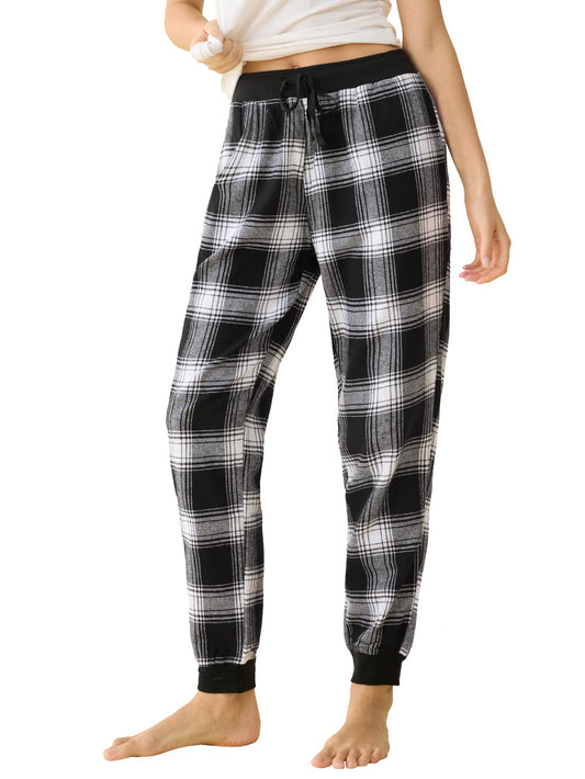 Women's Cotton Flannel Plaid Pajama Jogger Pants - Latuza