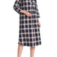 Women's Cotton Flannel Nightgown Plaid Long Nightshirt with Pockets - Latuza