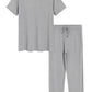 Men's Soft Pajama Set Viscose Short Sleeves Top with Pants - Latuza