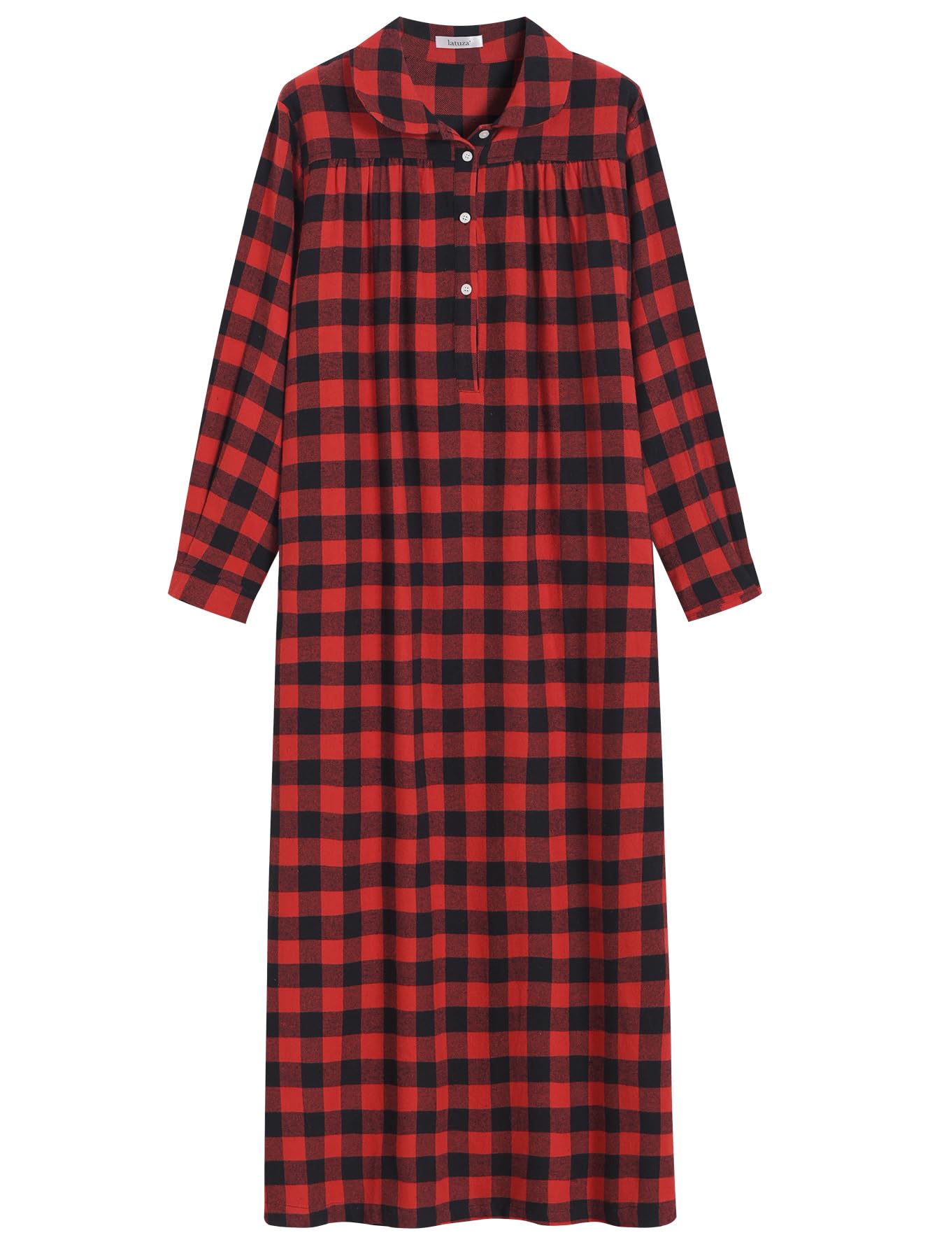 Women's Long Flannel Nightgown Long Sleeve Floor Length - Latuza