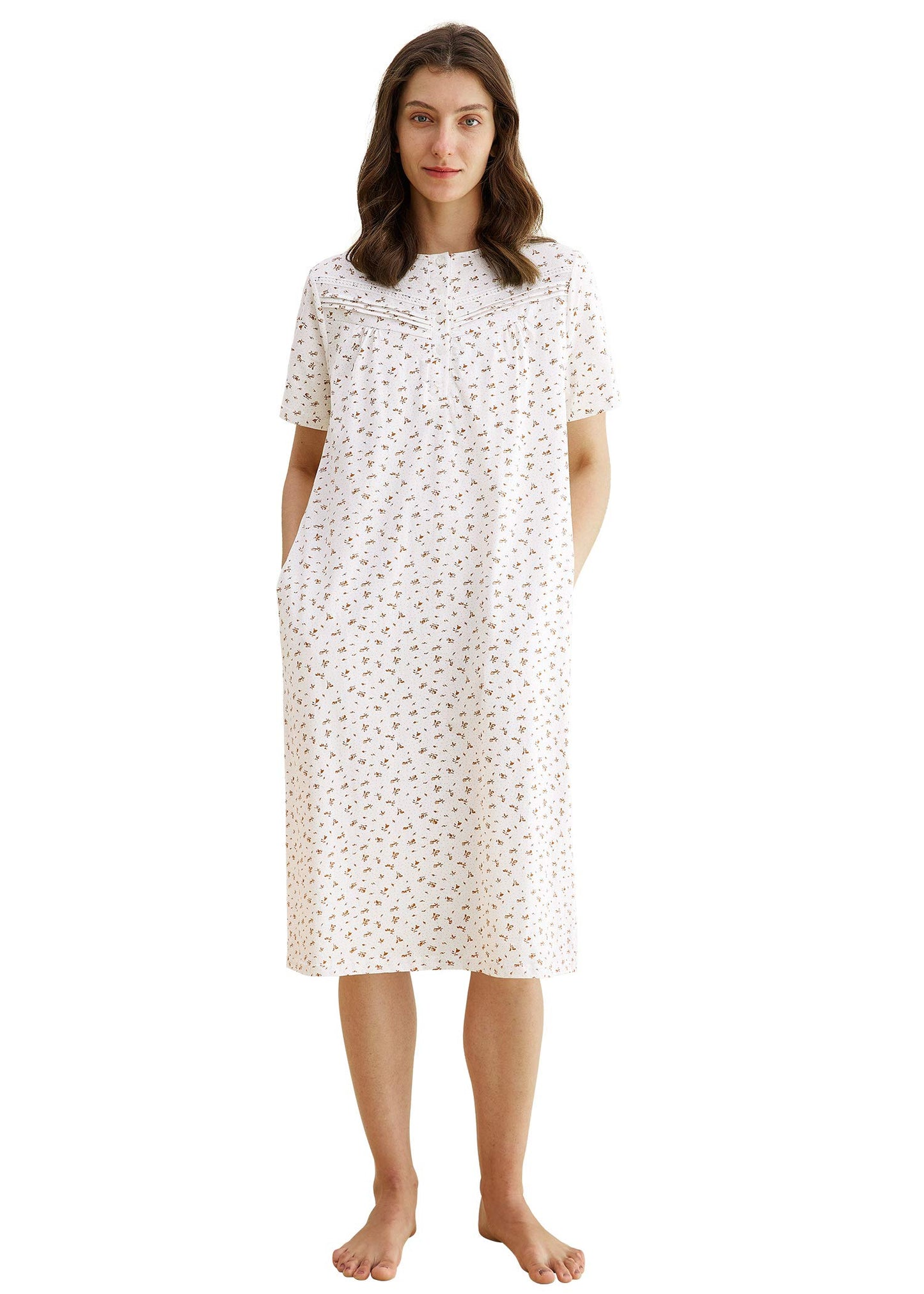 Women's Old Fashioned Soft Cotton Floral Nightgown - Latuza