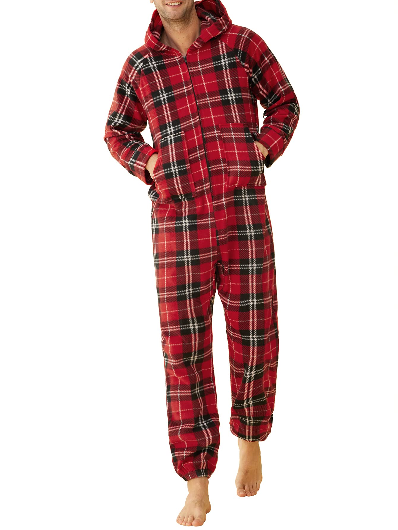 Adults Fleece Hooded Onesie Pajamas for Men - Latuza