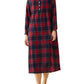 Women's Cotton Plaid Flannel Nightgown Long Sleeves Pleated Gown with Pockets - Latuza