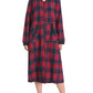 Women's Cotton Plaid Nightgown Long Flannel Zipper Nightgown - Latuza