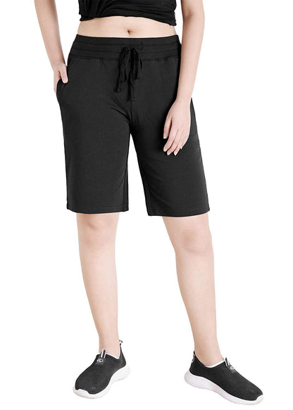 Women's Cotton Jersey Bermuda Shorts with Pockets - Latuza