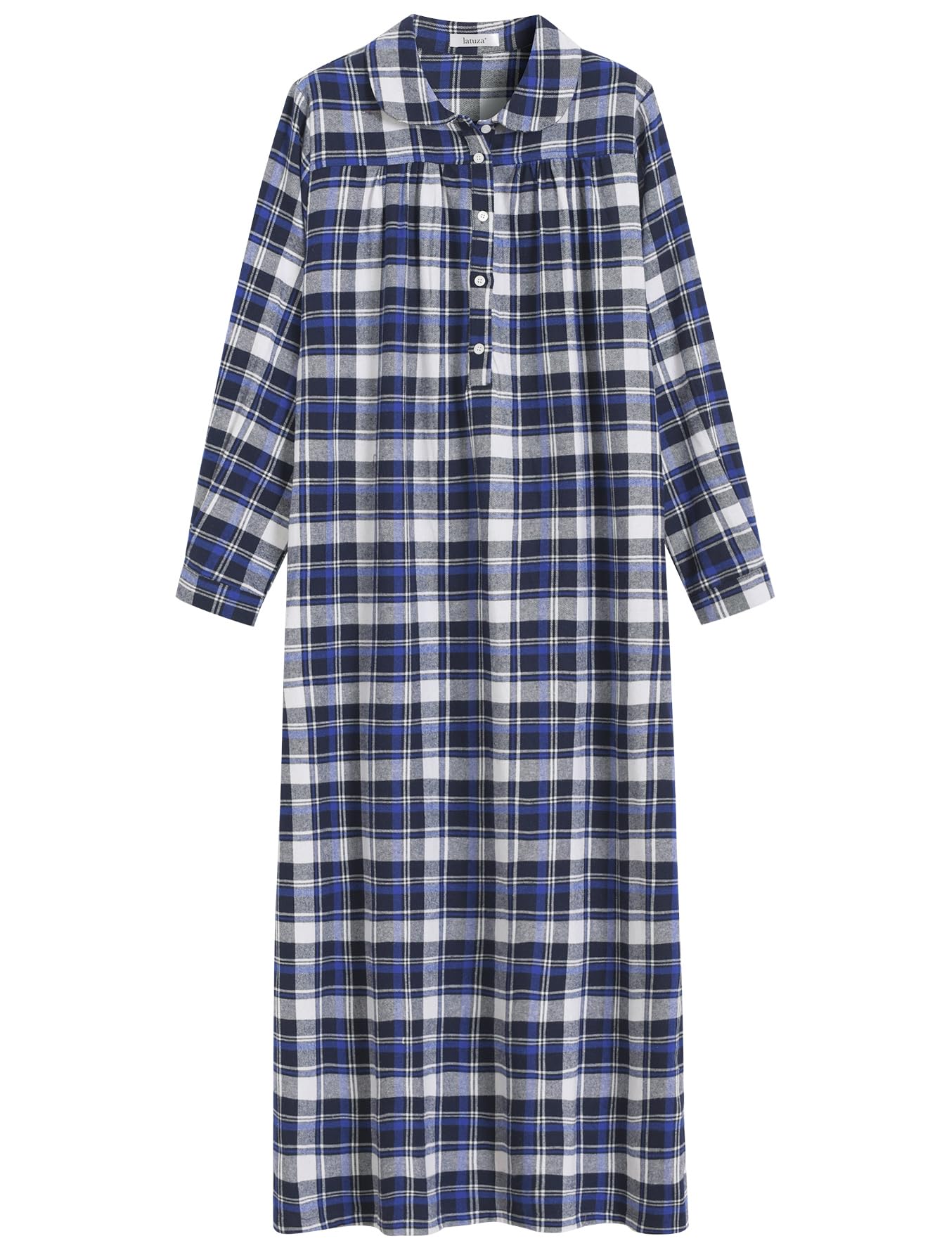 Women's Long Flannel Nightgown Long Sleeve Floor Length - Latuza