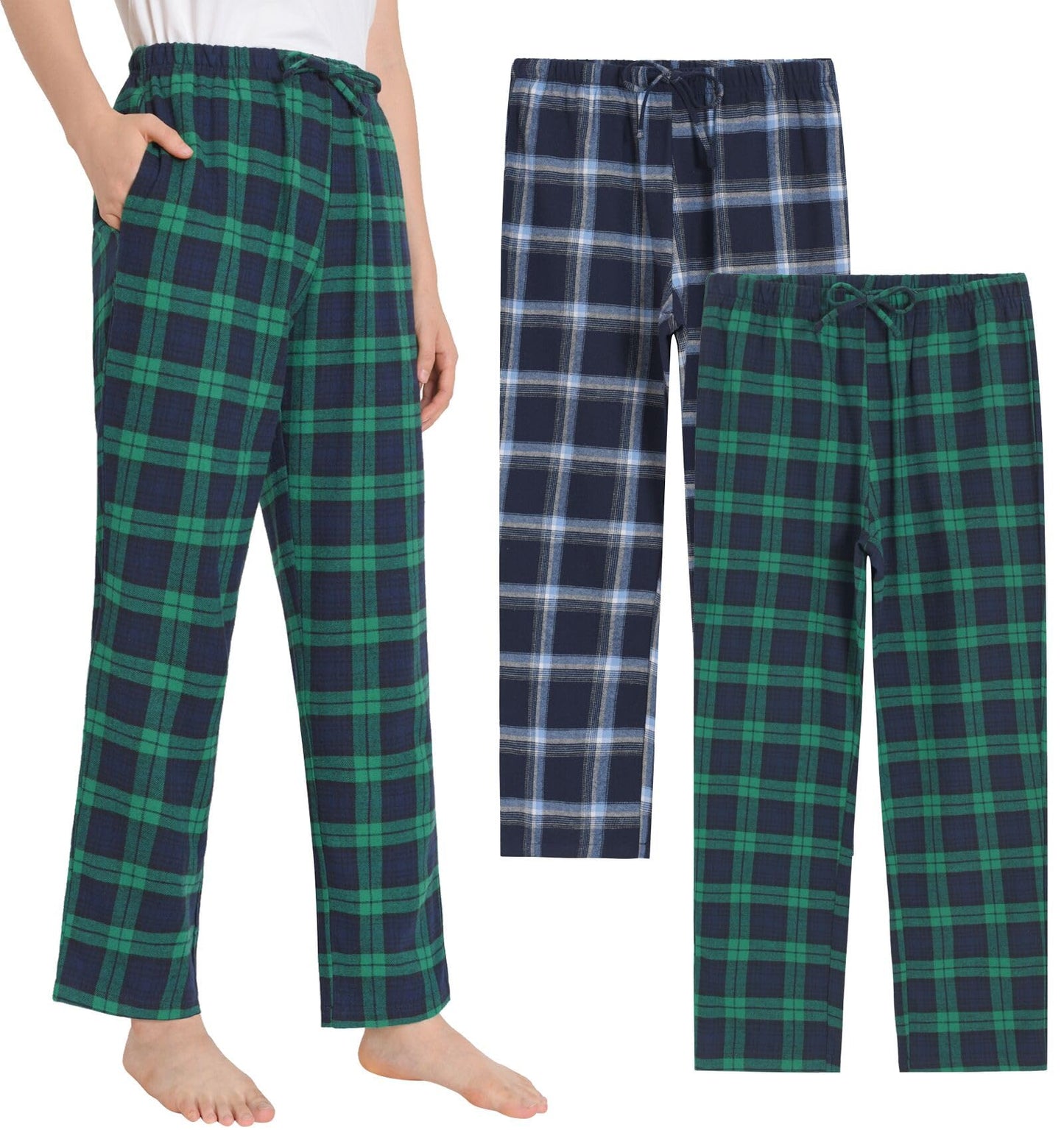 Women's Petite Cotton Lounge Pants Flannel Pajama Pants with Pockets - Latuza