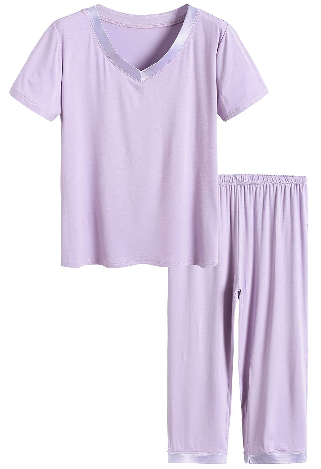 Women’s Bamboo Tops with Capri Pants Pajamas Set - Latuza
