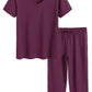 Women's Cotton Pajamas Set Tops and Capri Pants Sleepwear - Latuza