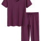 Women's Cotton Pajamas Set Tops and Capri Pants Sleepwear - Latuza