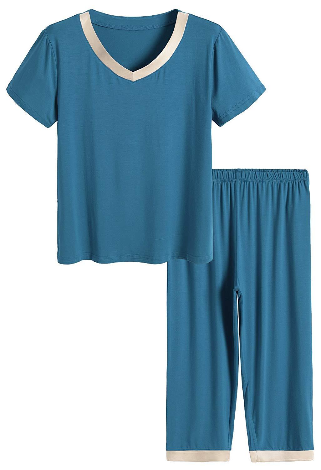 Women’s Bamboo Tops with Capri Pants Pajamas Set - Latuza