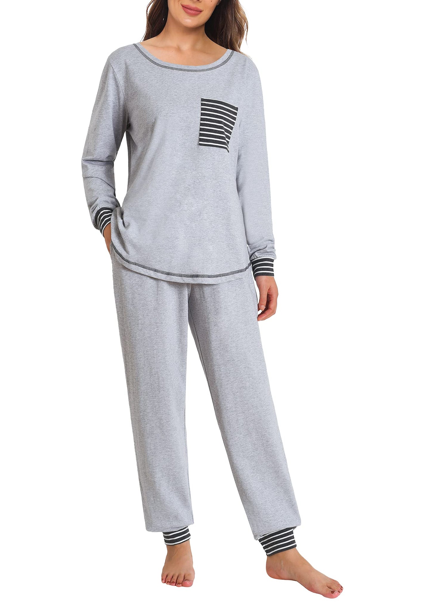 Women's Cotton Pajama Set Long Sleeve Sleepwear - Latuza