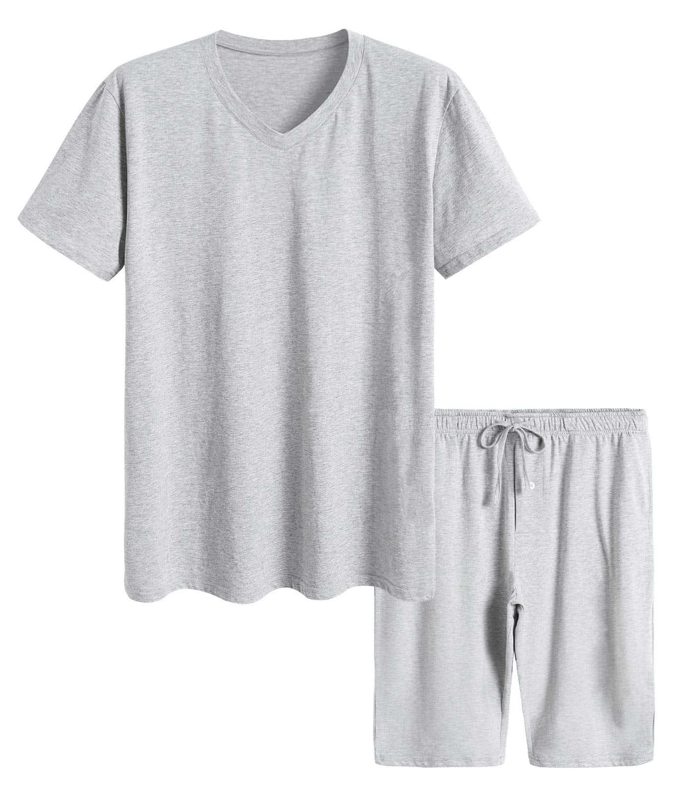 Men's Cotton Shirt with Shorts Pajama Set Knit Lounge Set - Latuza