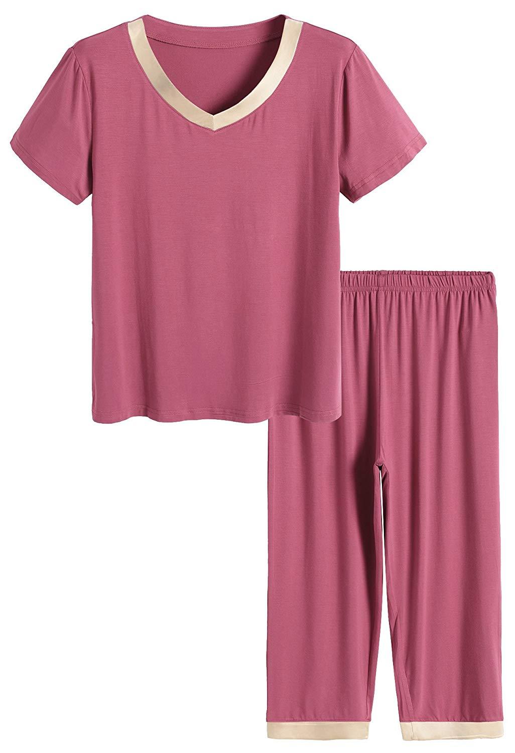 Women’s Bamboo Tops with Capri Pants Pajamas Set - Latuza