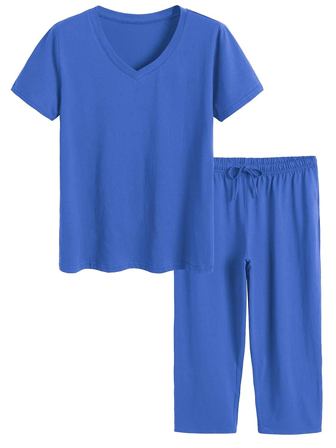 Summer Shells Capri Pajamas - Blue LRG in Women's Cotton Pajamas, Pajamas  for Women