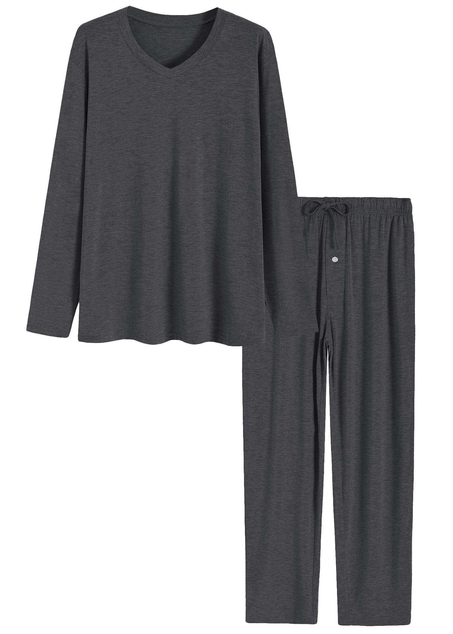 Men's Bamboo Viscose Long Sleeves Shirt Pajamas Pants Lounge Set - Latuza