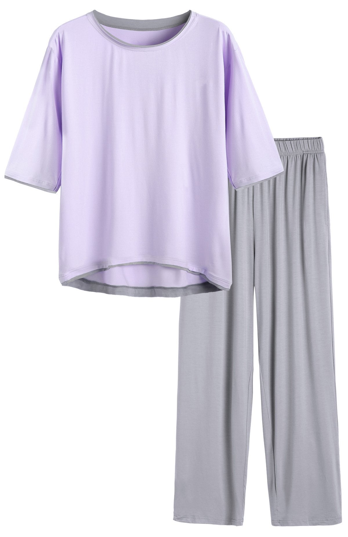 Full Sleeve Maternity and Nursing Bamboo/Cotton Pajama Set - Lavender