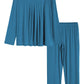 Women's Long Sleeves Pleated Front Tops Pajamas Pants with Pockets - Latuza