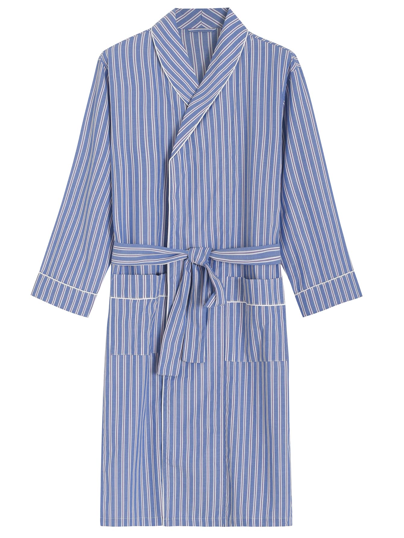 Men's Woven Cotton Robe Long Sleeves Bathrobe - Latuza