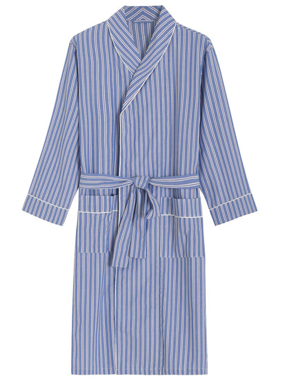 Men's Woven Cotton Robe Long Sleeves Bathrobe - Latuza