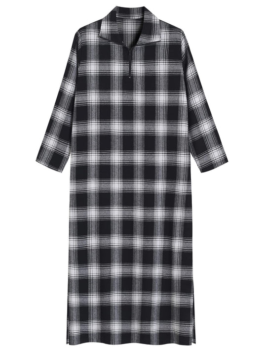 Women's Long Flannel Nightgown Long Sleeve Full Length - Latuza