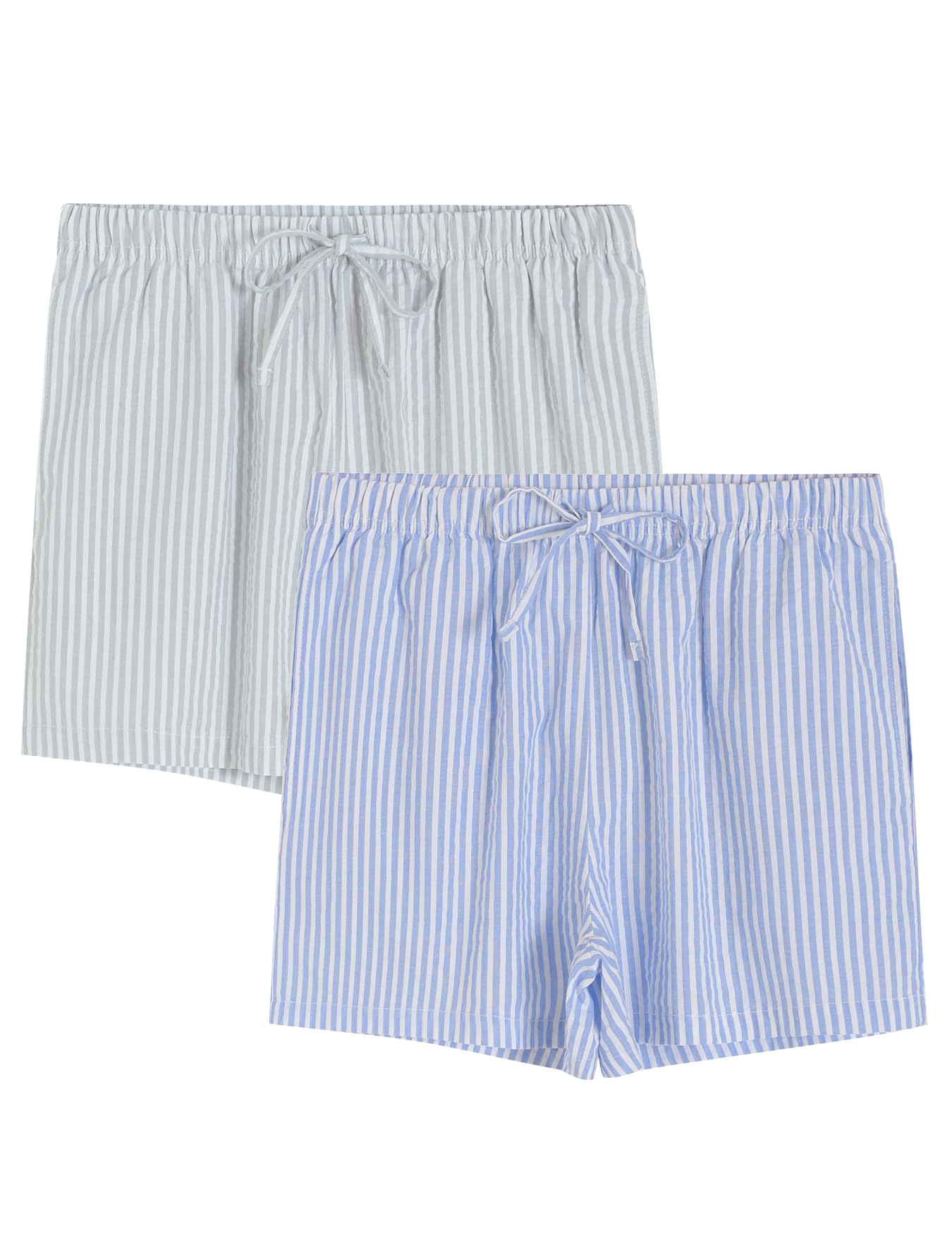 Women's Cotton Pajama Shorts Soft Seersucker Sleep Shorts Pack - Latuza