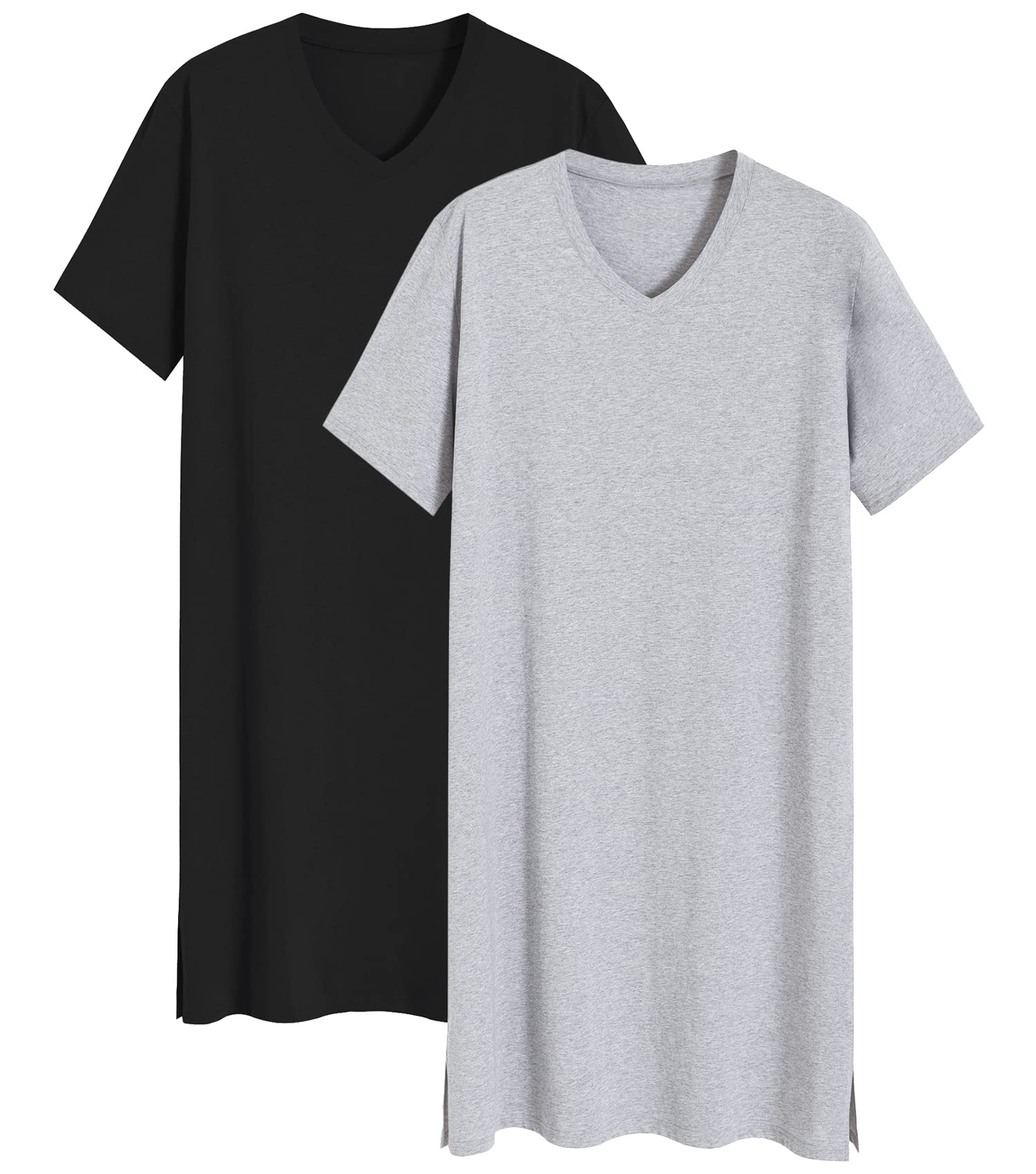 Men's 2 Pack Nightshirt Cotton Sleep Shirt Nightgown - Latuza