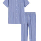 Men's Cotton Pajamas Set Button Up Shirt and Pants for Summer - Latuza