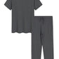 Men's Soft Pajama Set Viscose Short Sleeves Top with Pants - Latuza