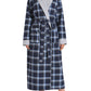 Women's Plaid Flannel Robe Long Cotton Bathrobe with Pockets - Latuza