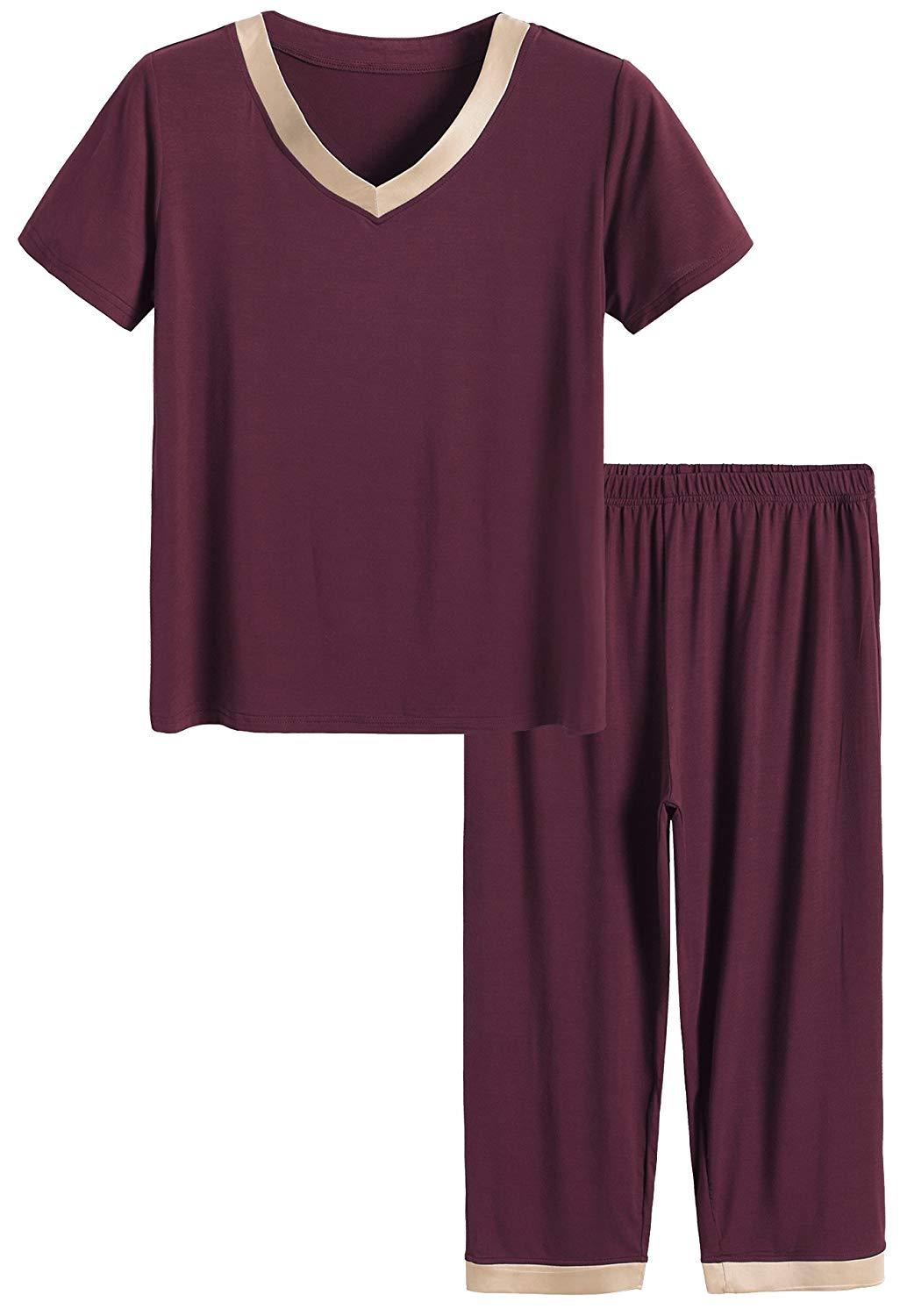 Women’s Bamboo Tops with Capri Pants Pajamas Set - Latuza