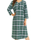 Women's Plaid Flannel Nightgown Warm Cotton Midi Nightgown - Latuza