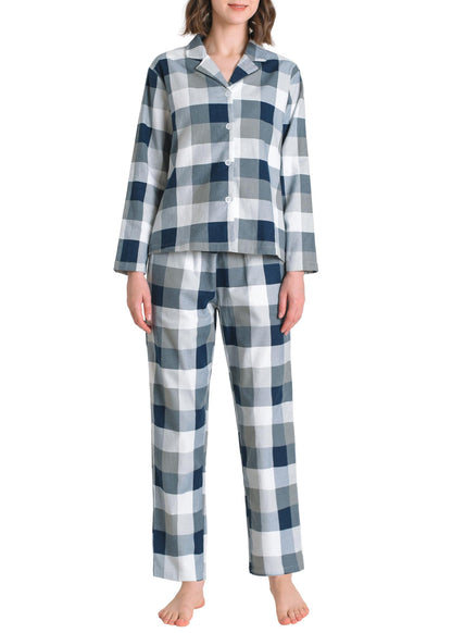 Women's Petite Flannel Pajama Set Soft Cotton Button Up PJs Set - Latuza