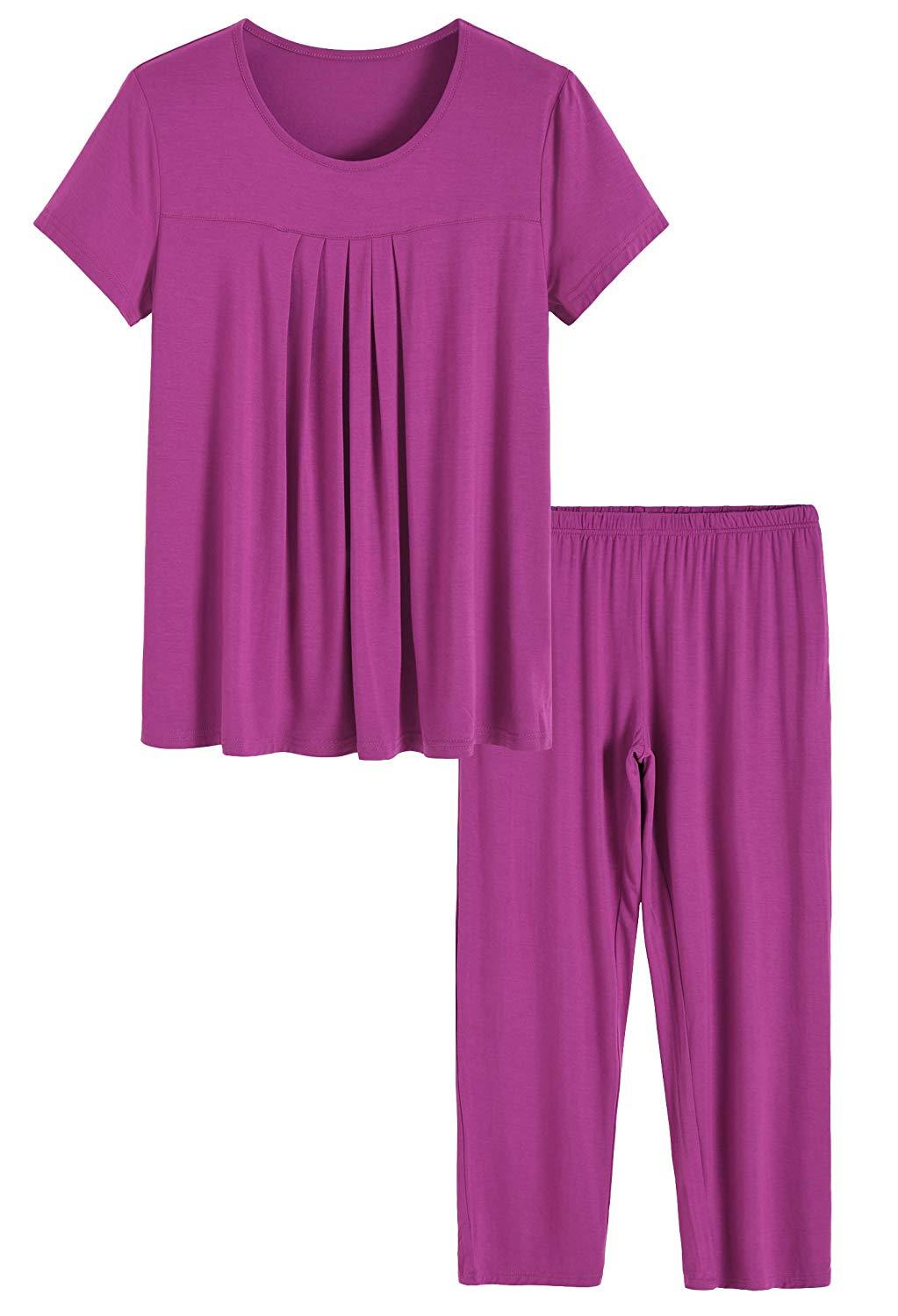 Women’s Bamboo Sleepwear Pleated Shirt Pants Pajamas Set - Latuza