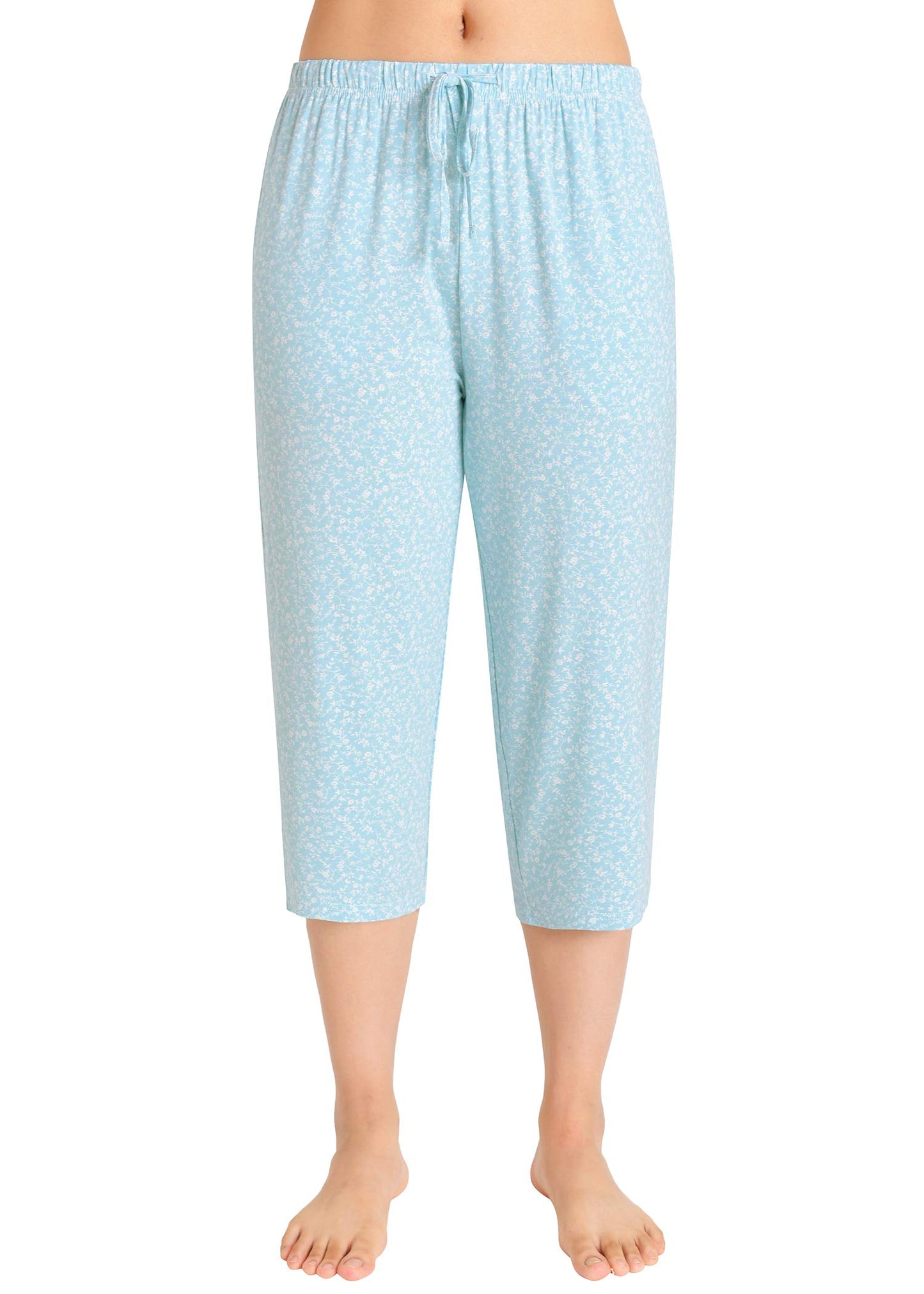 Women's Bamboo Viscose Floral Capri Pajama Pants - Latuza