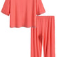 Women's 3/4 Sleeve Scoop Neck Bamboo Pajama Set - Latuza