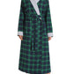 Women's Plaid Flannel Robe Long Cotton Bathrobe with Pockets - Latuza