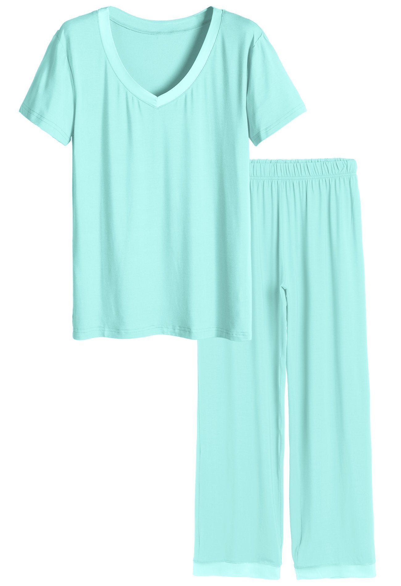 Women's Bamboo Sleepwear Short Sleeves Top with Pants Pajama Set - Latuza