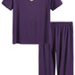 Women’s Bamboo Tops with Capri Pants Pajamas Set - Latuza