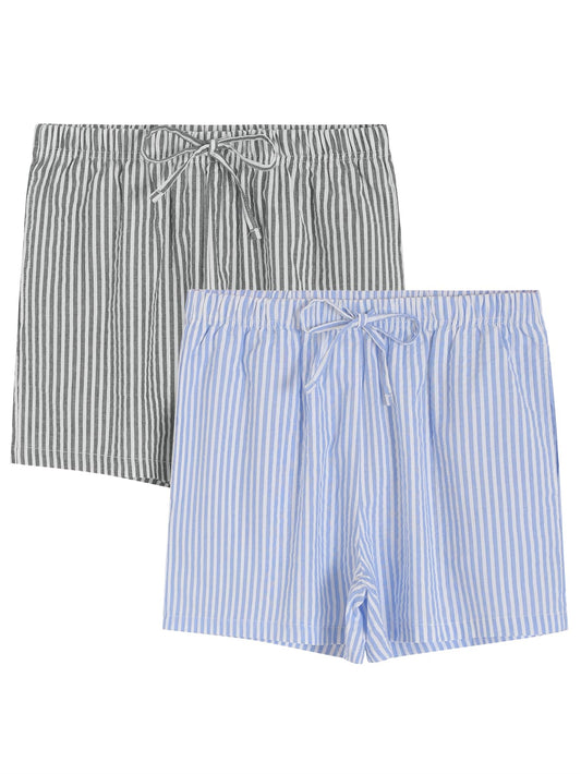 Women's Cotton Pajama Shorts Soft Seersucker Sleep Shorts Pack - Latuza